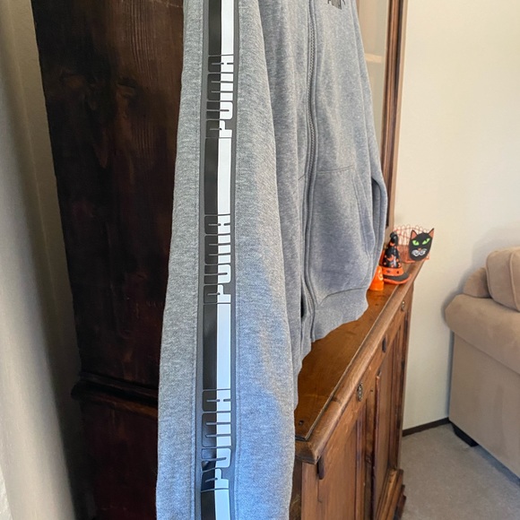 Puma Unisex Grey Zip-Up Cotton Sweatshirt - Picture 11 of 14